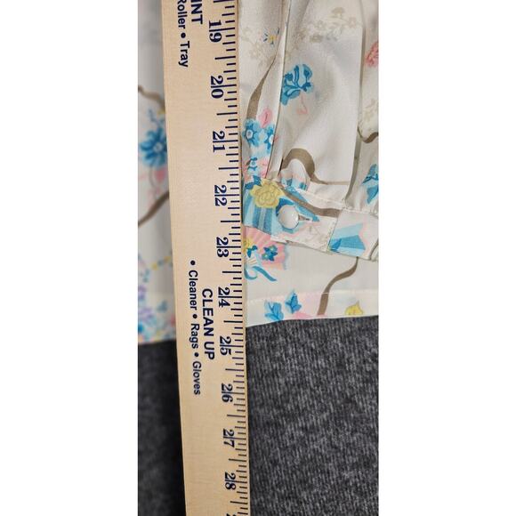 VTG Koret Career blouse sz12 cream pastel floral print button up high collar - Picture 7 of 9